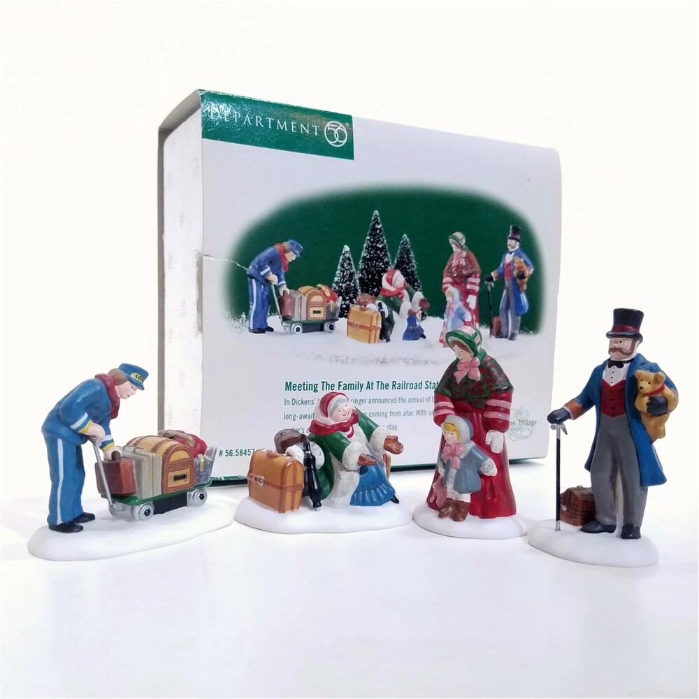 Dept 56 1999 "Meeting Family At The Railroad Set Station" Set Of 4 Figurines